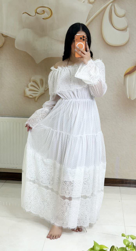 پیراهن گیپور بلند زنانه طرح نورا